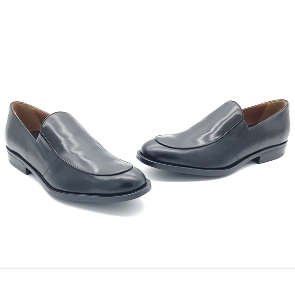 Bruno Magli Barberino Burnished Italian Leather Black Loafers Size 9.5 - Picture 1 of 9